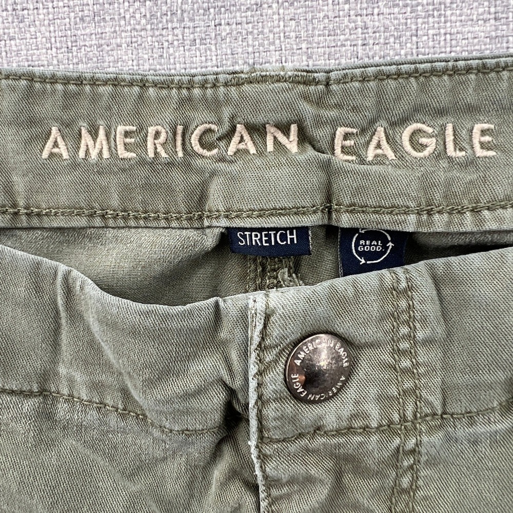 American Eagle Super High Rise Baggy Wide Leg Cargo Pants Women 8 Olive Green - Picture 3 of 13